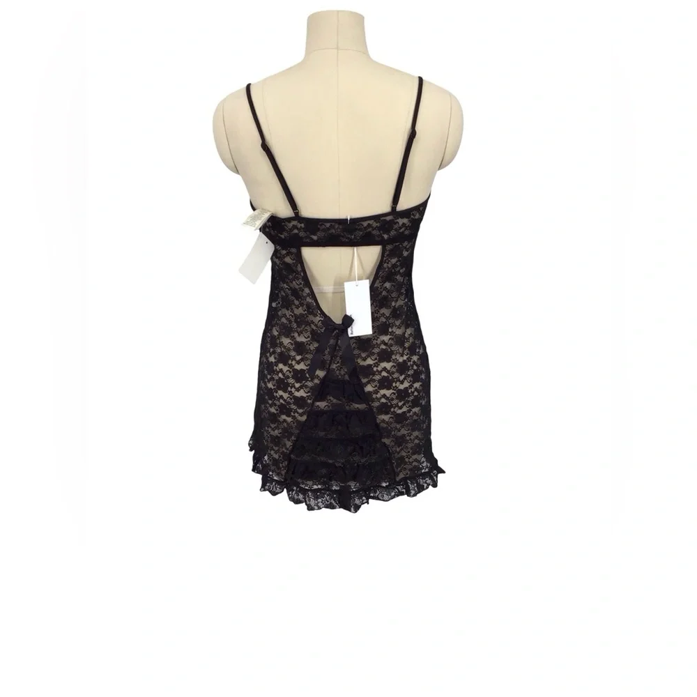 In Bloom by Jonquil Black Lace Slip Dress medium